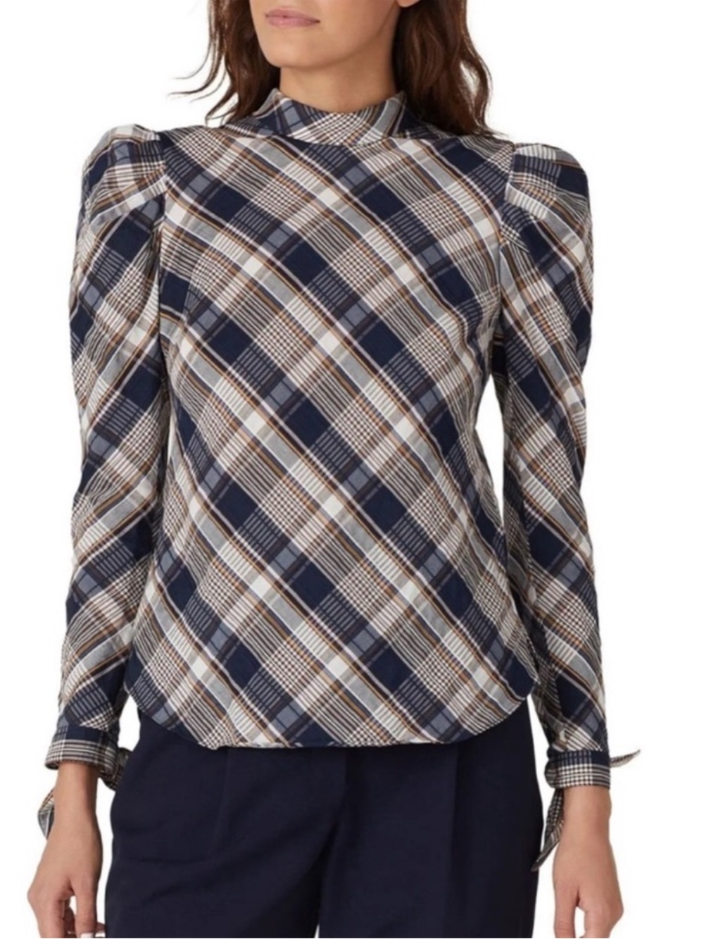Veronica Beard Isabel Plaid Blouse Size 4